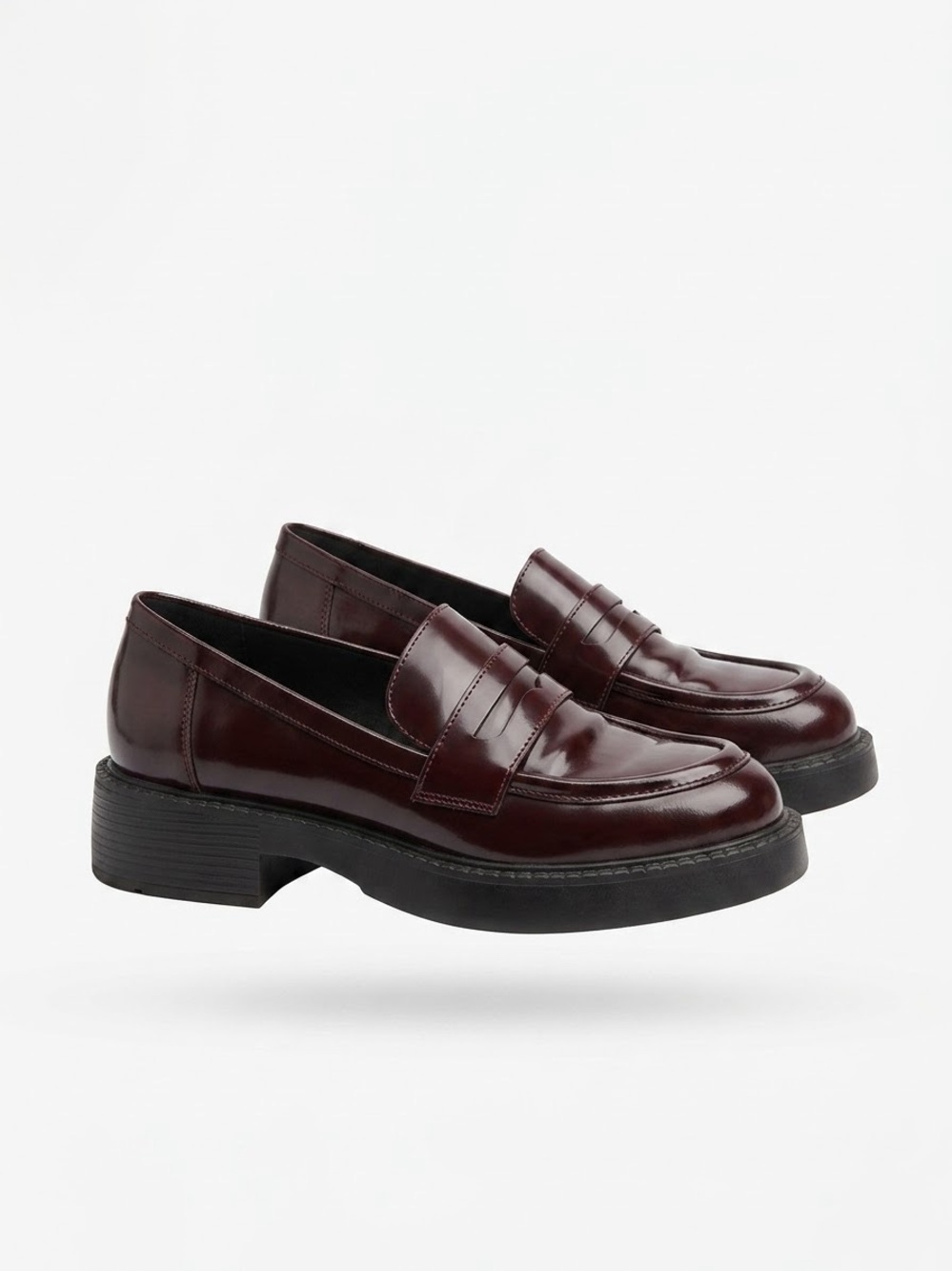 Aldo Chunky Penny Loafers – Burgundy Patent, Size 8